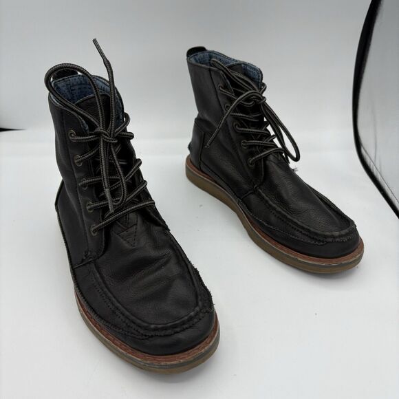 Toms Boots Womens Size‎ 7 Searcher Black Combat Lace Up C2 - Picture 1 of 10